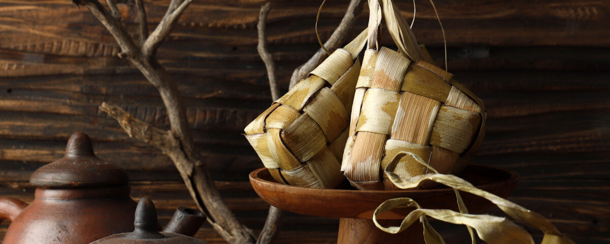 an image of a ketupat, to promote hari raya catering for the festivities